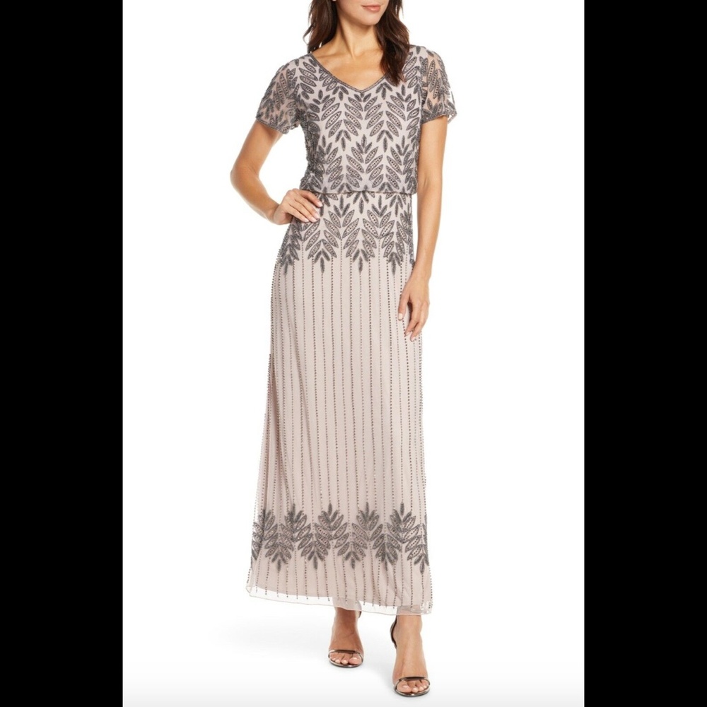NWT Pisarro Nights Beaded Blouson Gown SZ 6